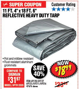 11 ft. 4 in. x 18 ft. 6 in. Silver/Heavy Duty Reflective All Purpose/Weather Resistant Tarp