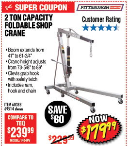 2 ton Capacity Foldable Shop Crane
