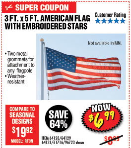 3 Ft. x 5 Ft. American Flag with Embroidered Stars