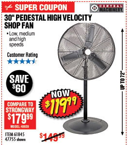 30 in. Pedestal High Velocity Shop Fan
