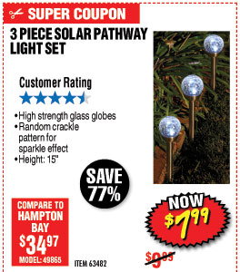 3 Piece Solar Glass Crackle Ball Pathway Light Set
