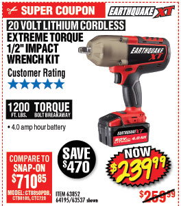 20V Max Lithium 1/2 in. Cordless Xtreme Torque Impact Wrench Kit