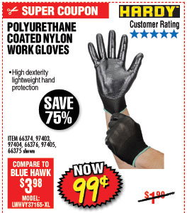 Polyurethane Coated Nylon Work Gloves X-large