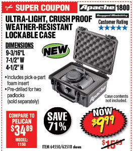 1800 Watertight Protective Case - 9-3/16 In.