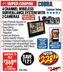 4 Channel Wireless Surveillance System with 2 Cameras