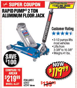 2 Ton Aluminum Racing Floor Jack with Rapid Pump®
