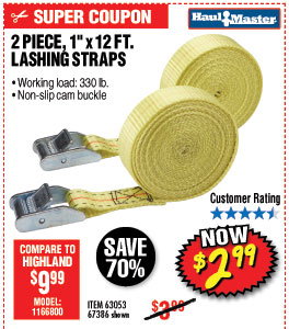 2 Pc 1 in. x 12 ft. Lashing Straps