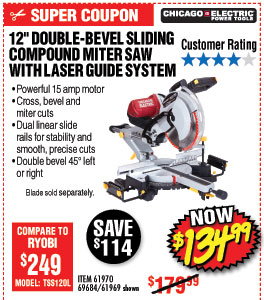 12 in. Double-Bevel Sliding Compound Miter Saw With Laser Guide System