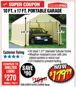 10 ft. x 17 ft. Portable Garage
