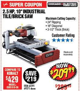 10 in. 2.5 HP Tile/Brick Saw