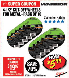4-1/2 in. 40 Grit Metal Cut-off Wheel 10 Pc