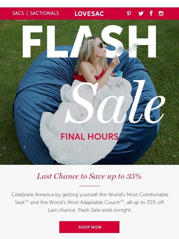 LoveSac Almost the End of the 4th of July Flash Sale ⏰ Milled