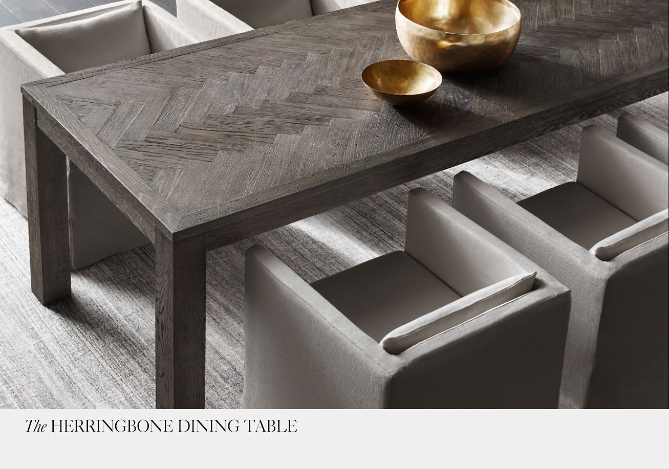 rh herringbone dining table