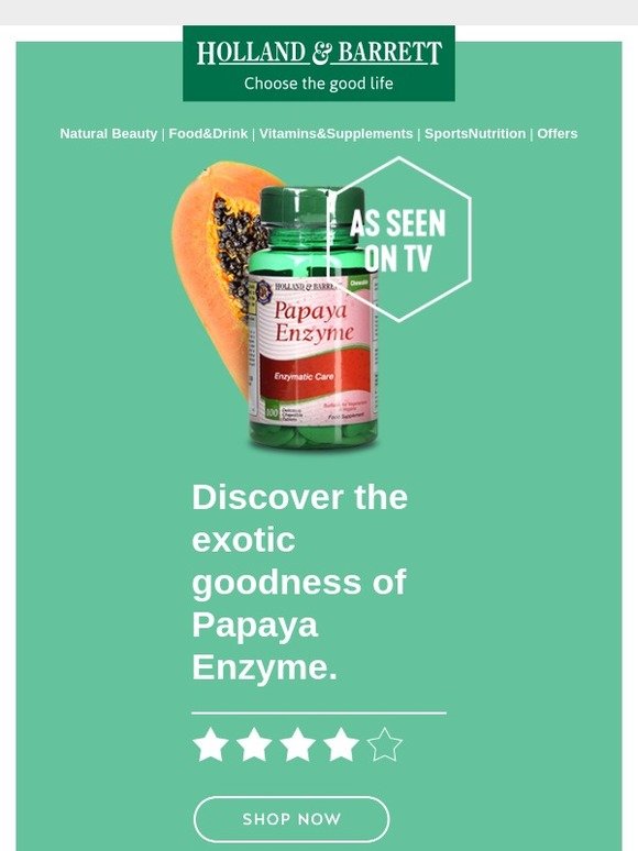 Holland & Barrett Papaya Unwrapped Extra support for your digestive