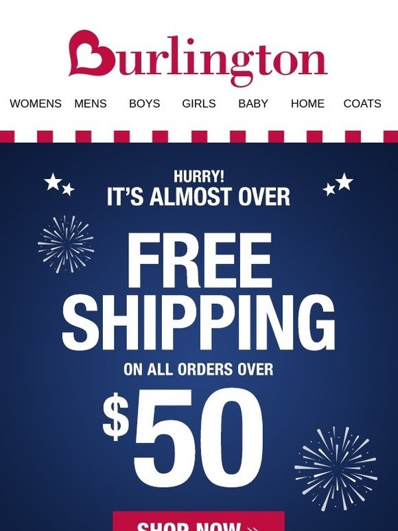 burlington coat factory free shipping code