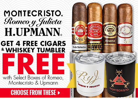 Get 4 FREE Cigars & Whiskey Tumbler