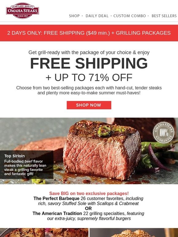 OmahaSteaks.com, Inc.: FREE SHIPPING + Up to 71% OFF - LIMITED TIME ...