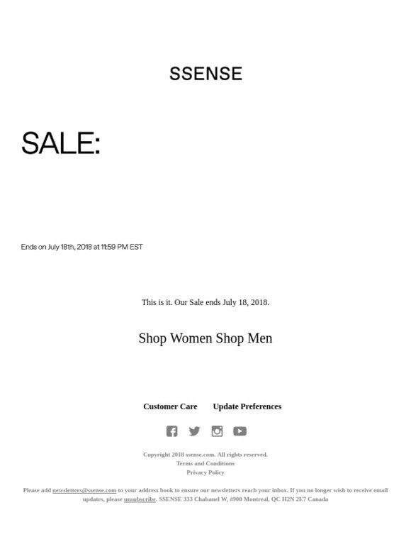 ssense sale 2018 date