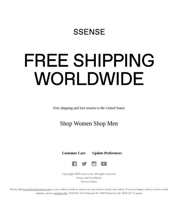 SSENSE Canada: Free Shipping