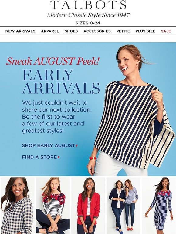 Talbots Early Arrivals! Preview August + Wear Now Milled