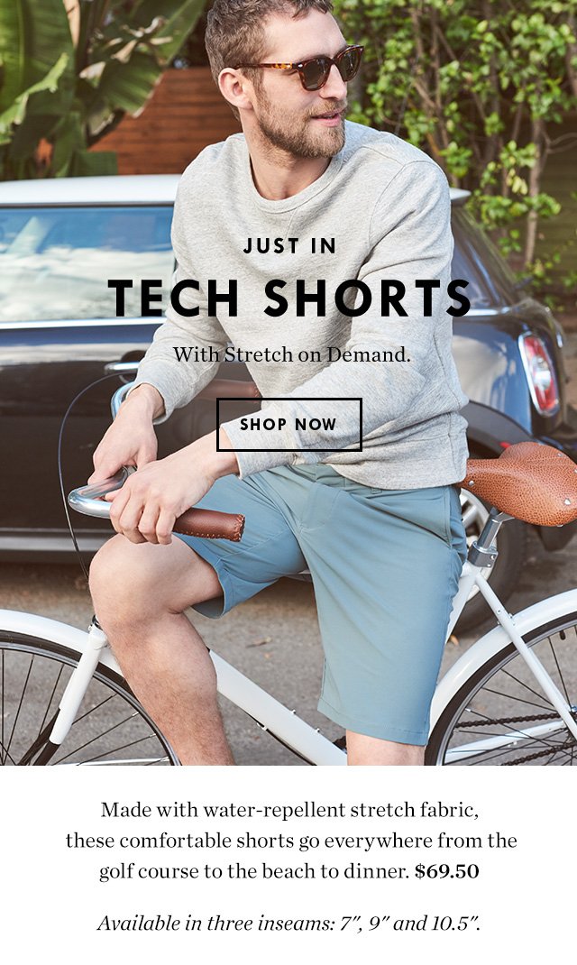 Jcrew Just In Tech Shorts With Stretch On Demand Milled