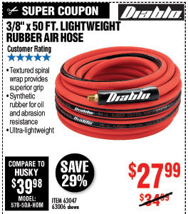 DIABLO 3/8 X 50 Rubber Air Hose For – Harbor Freight, 56% OFF