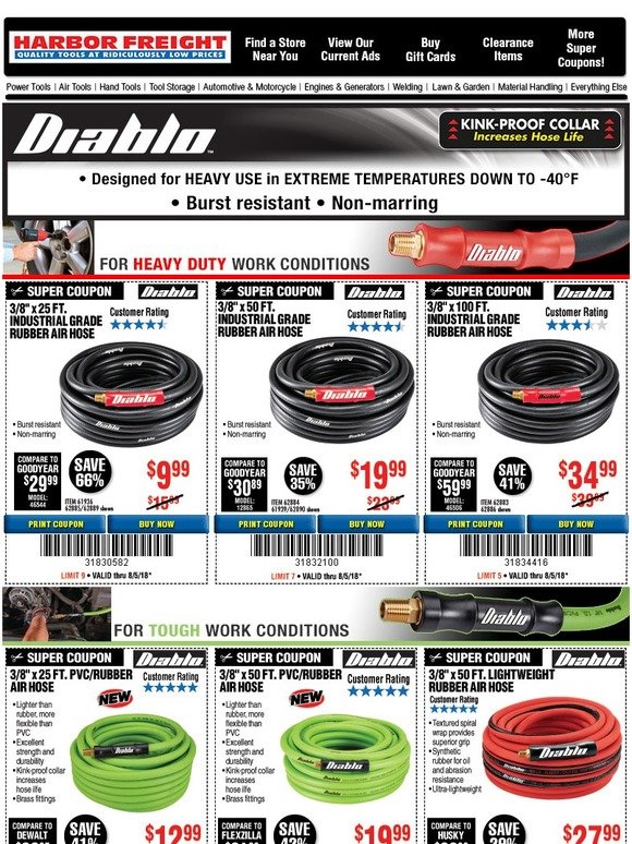 Harbor Freight Tools NEW PRODUCT ALERT Diablo Air Hoses