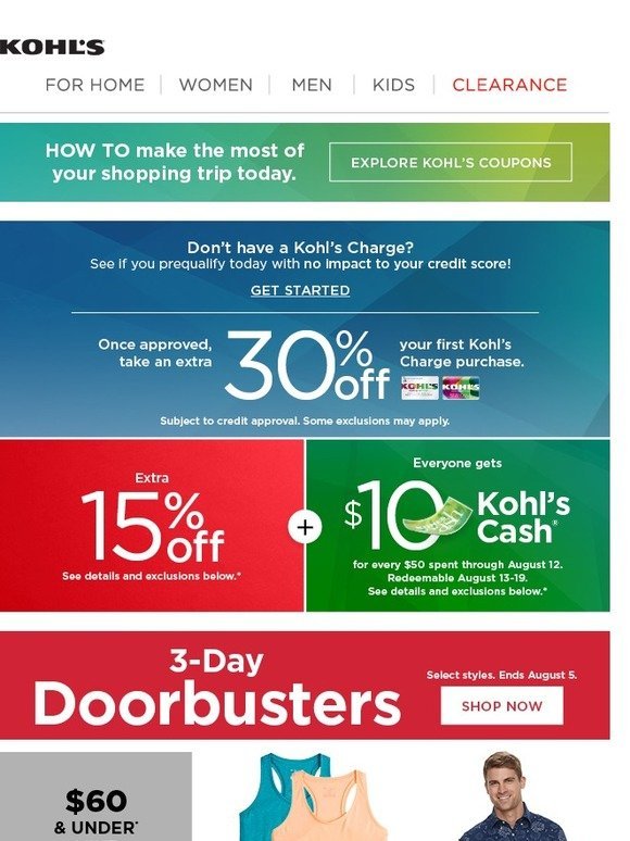 Kohl's Get ready to save 10 + Earn Kohl's Cash! Milled