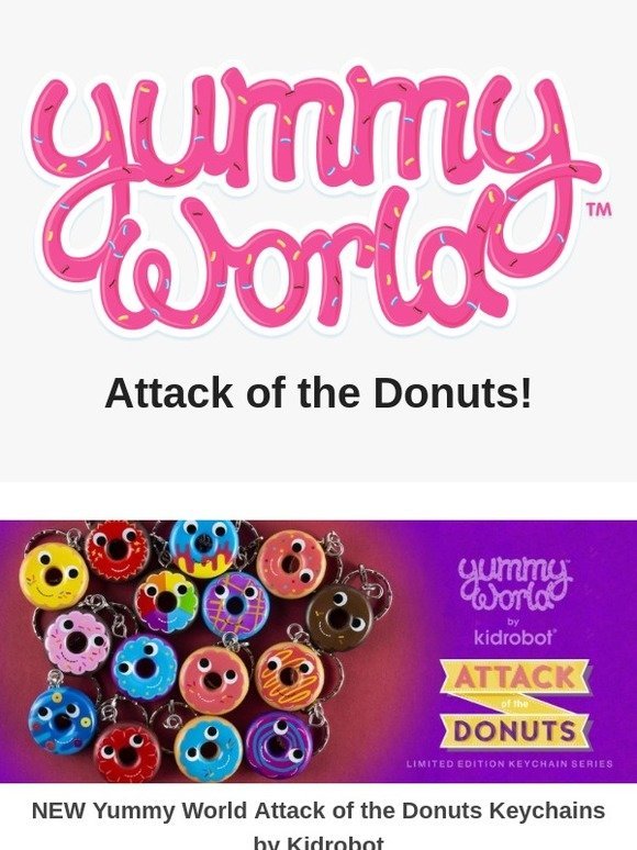 Kidrobot Yummy World Attack Of The Donuts Keychains Pink Sprinkle Donut NEW 