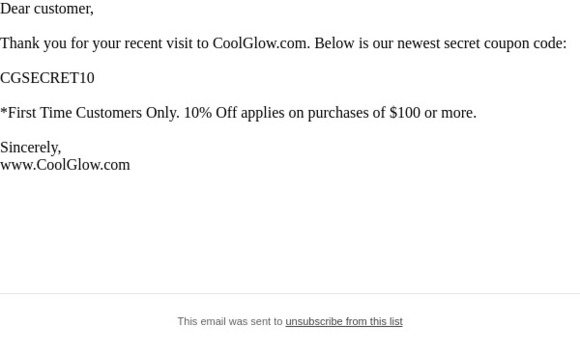 Coolglow.com - Secret Coupon Code