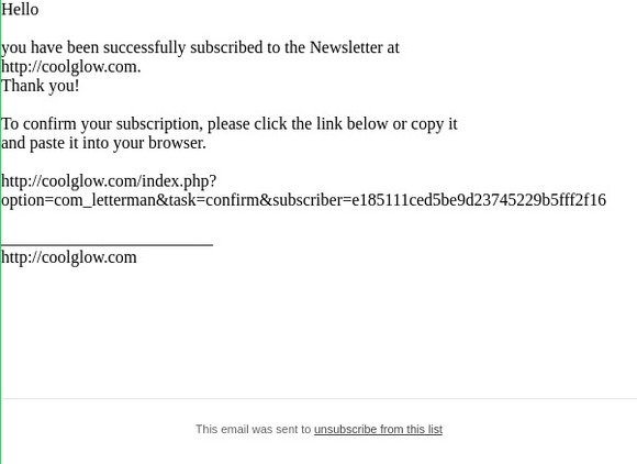 Your Newsletter Subscription at http://coolglow.com