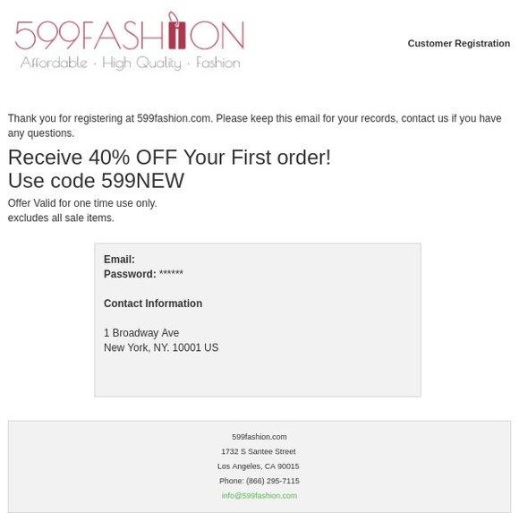 599fashion.com: Customer Registration