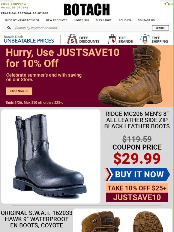Botach Save An Additional 10 Off Duty Ready Boots With Coupon Code 