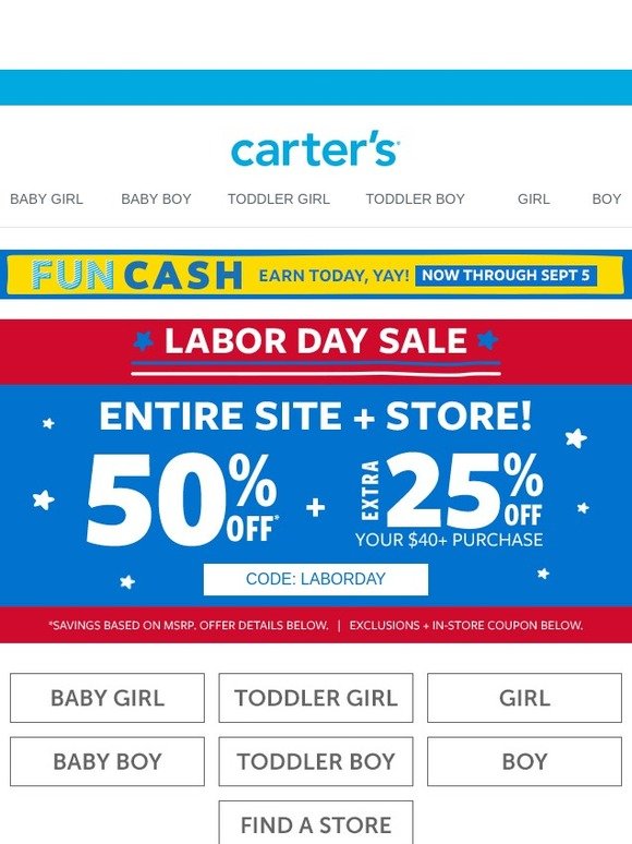 Carter's Labor Day Sale is ON! Milled