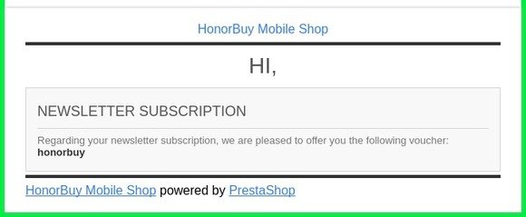 [HonorBuy Mobile Shop] Newsletter voucher