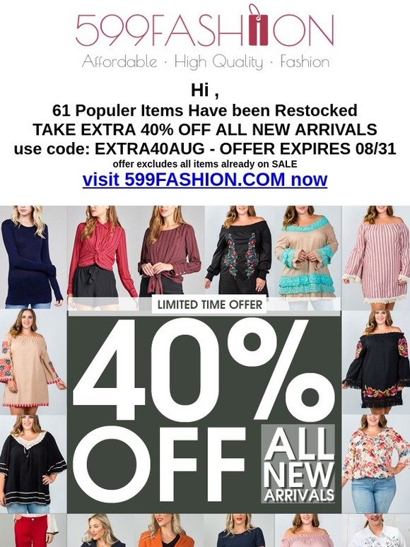 Popular Restocked Items + 40% OFF SALE New Arrivals!