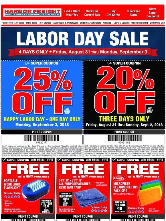 Harbor Freight Tools IT'S HERE • Labor Day Sale • 4 Days Only • Starts