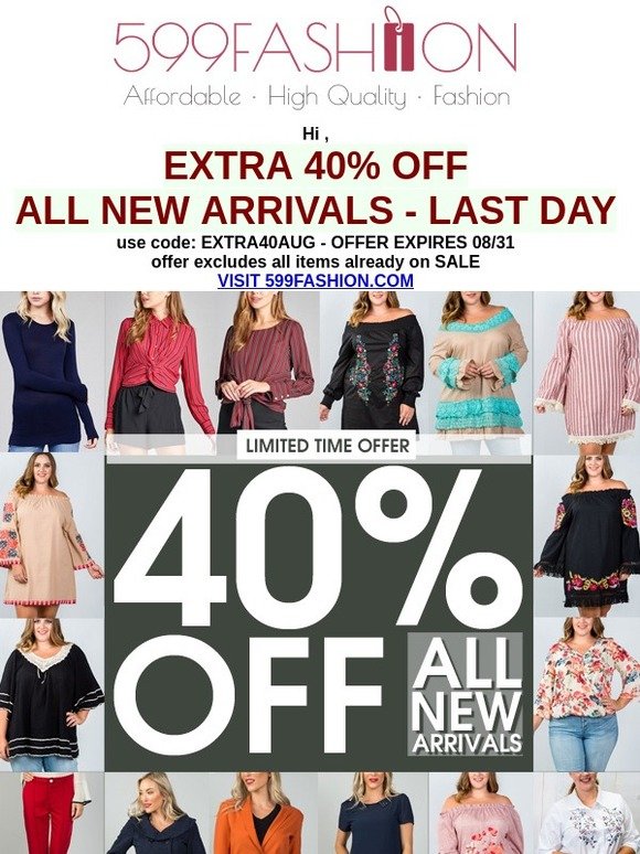 Last Day! Take 40% OFF All New Arrivals