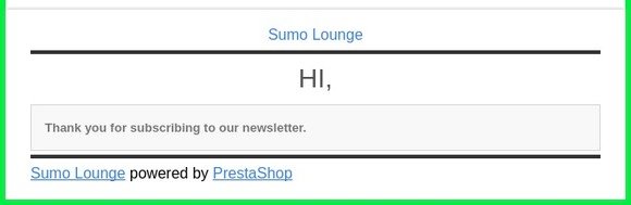 Sumo Lounge Newsletter confirmation