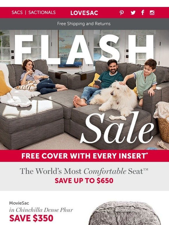 LoveSac Flash Sale in full swing Get a free Cover with every Insert
