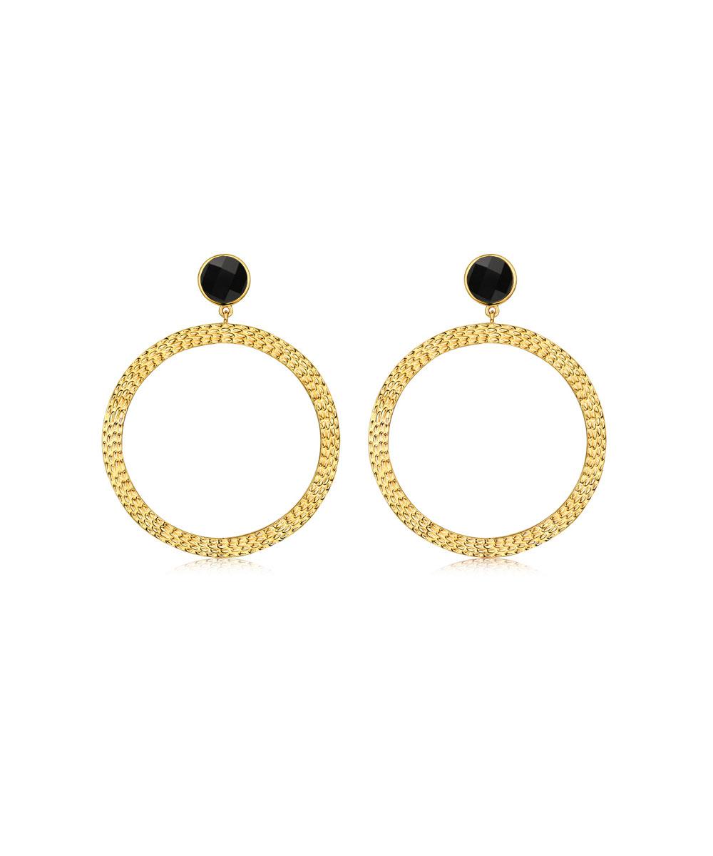  Bianca Large Hoop 18k Gold Black Onyx