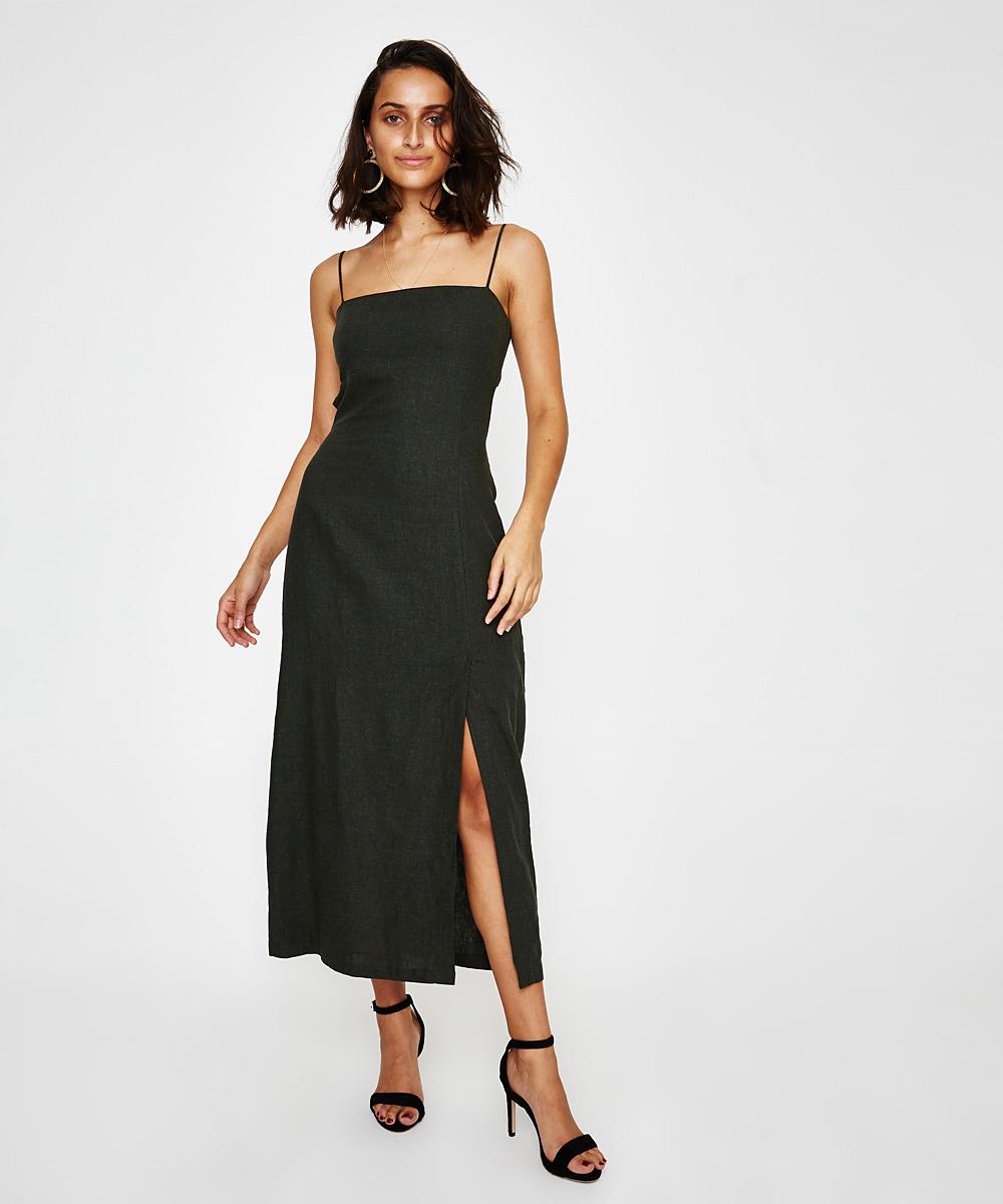  Paris Midi Dress Deep Khaki