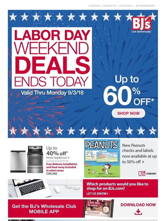 BJs Wholesale Club 🌟 Labor Day deals end at MIDNIGHT shop now Milled