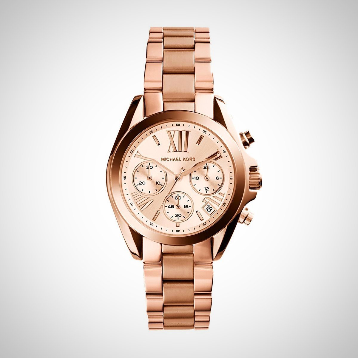 Image of Michael Kors MK5799 Bradshaw Women's Chronograph Rose Dial Rose Gold-tone Quartz Watch