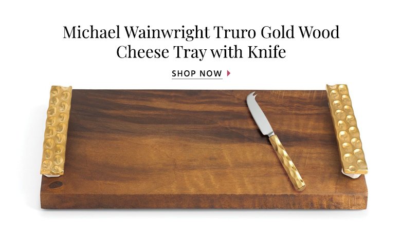 Michael Wainwright Truro Gold Wood Cheese Tray with Knife