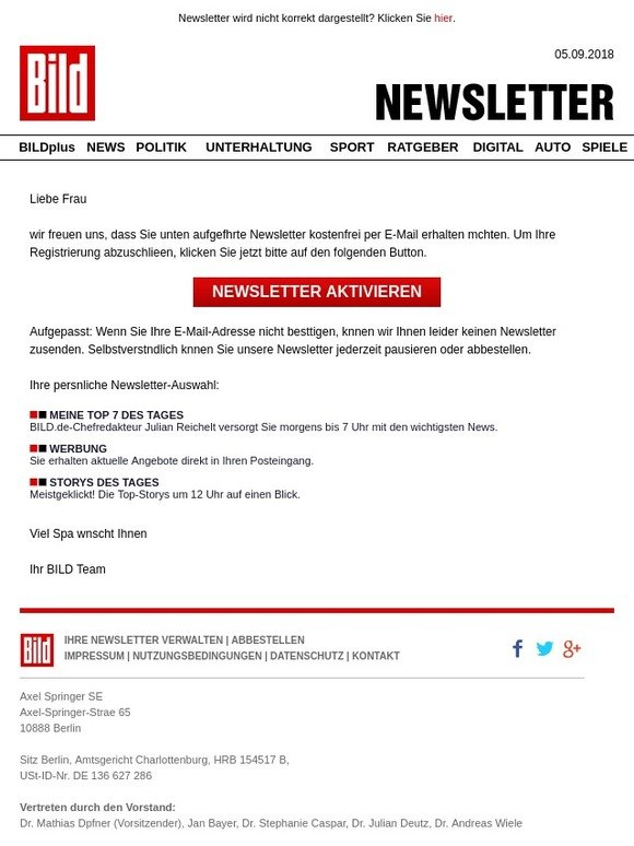 Anmelde Bestätigung