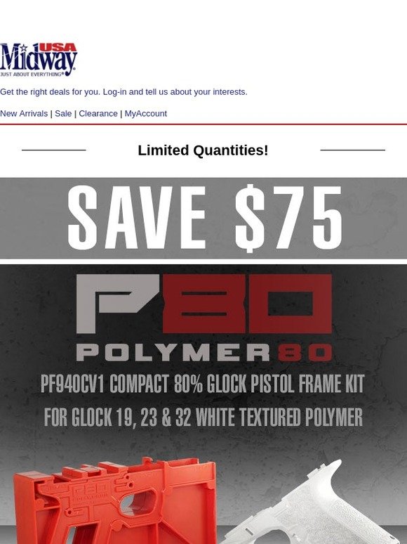 MidwayUSA Limited Quantities 50 Off Polymer80 Compact 80 Glock 