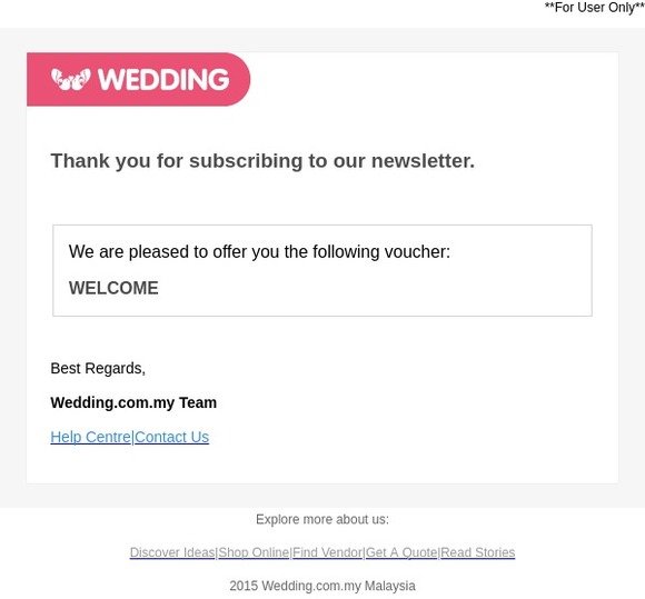 [Wedding Shop] Newsletter voucher