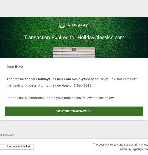 Transaction Expired for HolidayClassics.com