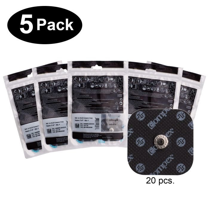 Easy Snap Electrodes 2X2 - 5 Pack (20 Electrodes) - Black